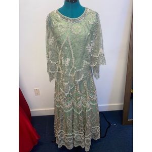 Mint Embroidered cape Pista with Lehenga